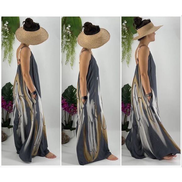 Pōʻalima Romper Boho Beach Cover-Up Wide Leg Adjustable Shoulder Strap One Size - Picture 6 of 9